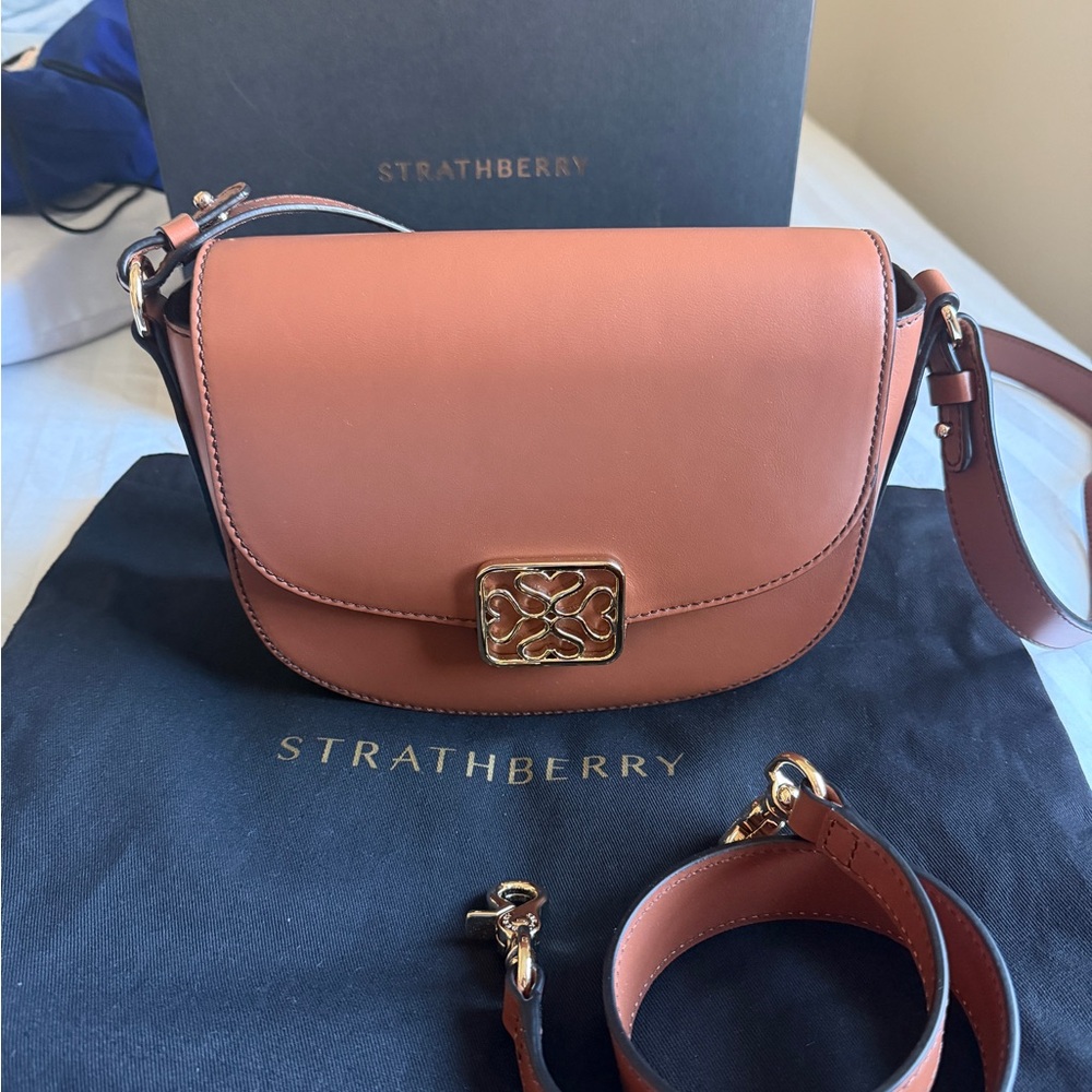 Strathberry Bay Brown Leather Crossbody Bag